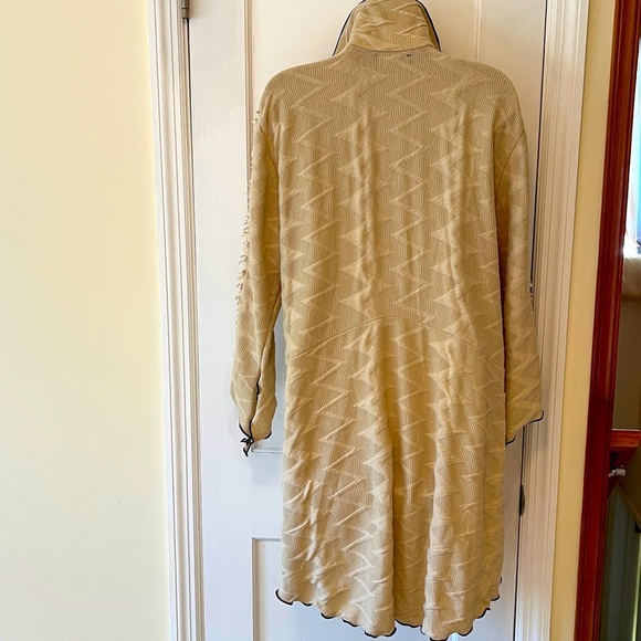 Vintage Textured Jacket Womens Large Light Tan Black Bows Mesh Artsy Lagenlook - Picture 7 of 17